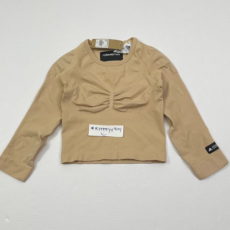 Adidas Formotion Crooped Long Sleeve Training Top GQ3852 Beige Women’s Size L