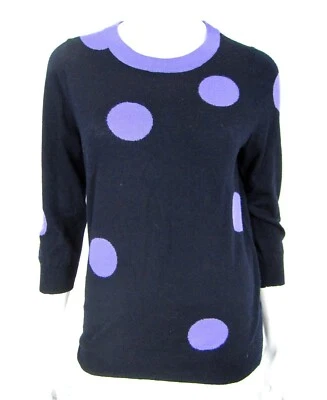 Suéter J Crew Manga 3/4 Cuello Redondo Talla M Mediano Negro Púrpura Lunares  Foto 1 de 4