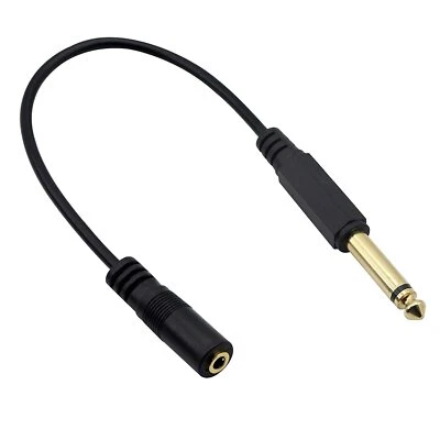 6.35mm 1/4" TS Male Mono to 3.5mm 1/8" TRRS Female Stereo Audio Adapter Cable - Image 1 of 4