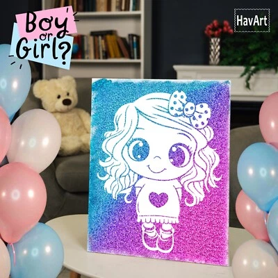 Kit revelación de género, baby shower brillo. Anuncio de embarazo. ¿Niño o niña? Foto 1 de 4