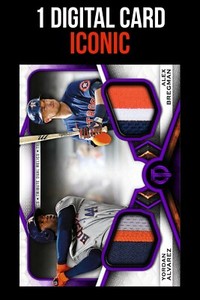ICONIC ALVAREZ/ALEX BREGMAN TRIBUTE 21 PURPLE DUAL PLAYER RELIC Topps BUNT CARD