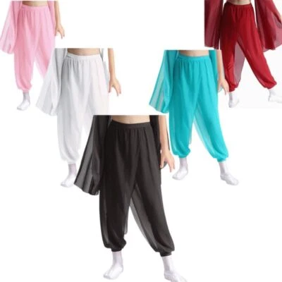 Kids Girls Toursers Competition Pants Wide Leg Dancewear Jazz Costume Lyrical - Image 1 of 4