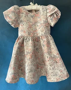 Laura Ashley Pink Beige Floral Sparkle Party Dress Age 8 years - Picture 1 of 9