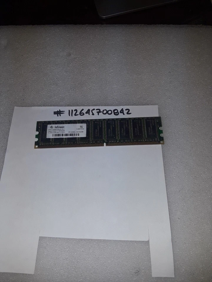 INFINEON   512MB DIMM DDR PC3200 400MHz 400 DDR-1 DDR1 Ram Memory ECC  - Image 1 of 1