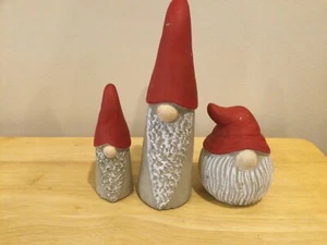 Christmas Gnomes / Set of Three / Indoor / Cement / See my description please - Picture 1 of 4