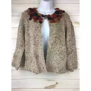 RUBY Rd Women’s 3/4 Sleeve Beige Acrylic Blend 1 Button Cardigan Sweater Sz. S - Picture 1 of 10