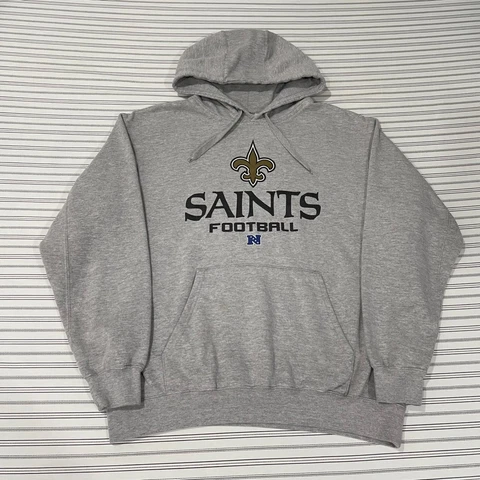 Vintage NFL New Orleans Saints Football Pullover Hoodie Sweatshirt Gray Mens XL Cover