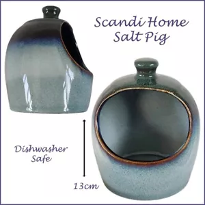 Scandi Home Salt Pig Ceramic 13cm Reactive Glaze Salt Pig Kitchen Decor NEW - Picture 1 of 24