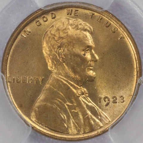 1923 1c Lincoln Wheat Cent - PCGS MS 65 RD Cover