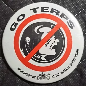 Vintage Maryland Terps Basketball Pinback Button Go Terps (Florida Seminoles) - Picture 1 of 7