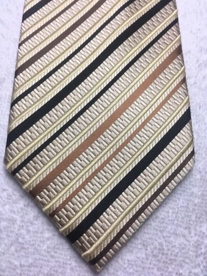 VALERIO GARATI CORBATA PARA HOMBRE DORADA CON NARANJA QUEMADO MARRÓN NEGRO 3,75 X 60 NUEVA SIN ETIQUETAS Foto 1 de 4