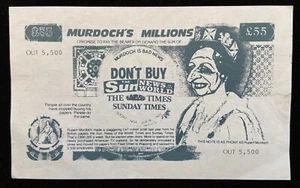 Rupert Murdoch 1986 Wapping Print Dispute "Murdoch's Millions" Handzettel - Bild 1 von 4
