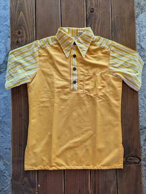 Camisa uniforme unissex masculina manga curta tamanho XS Sherbert amarela Crest McDonalds anos 70 - Imagem 1 de 4