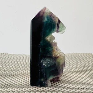 499G Natural colored fluorite obelisk quartz crystal slice mineral specimen F224 - Foto 1 di 17