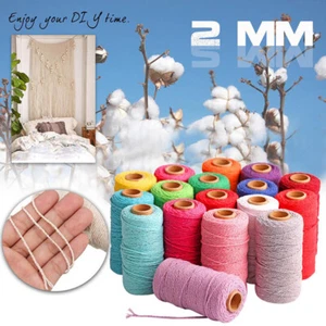 Hilos de coser de cuerda de algodón trenzado de 100Mx2mm hágalo usted mismo cuerda de colores - Imagen 1 de 28