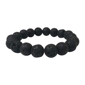 Handmade 10mm Round Stretch Lava Stone Bead Unisex Bracelet - Picture 1 of 3