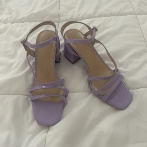 Mysoft Lavendel Riemchen niedrig klobig Blockabsatz Sandalen offene Zehenpartie Schuhe Größe 7,5 - Bild 1 von 8