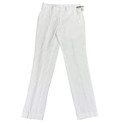 Pantalones de traje Bar III para hombre ajustados 100 % lino blancos 32x34 Foto 1 de 4