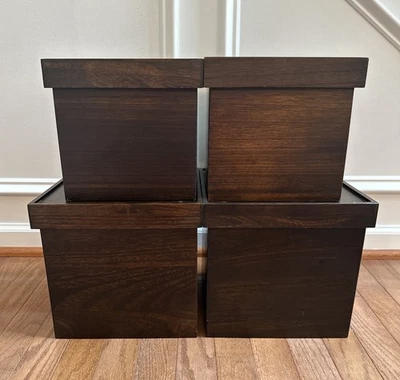 (4) Square Wood Nesting Boxes Brown - Image 1 of 4