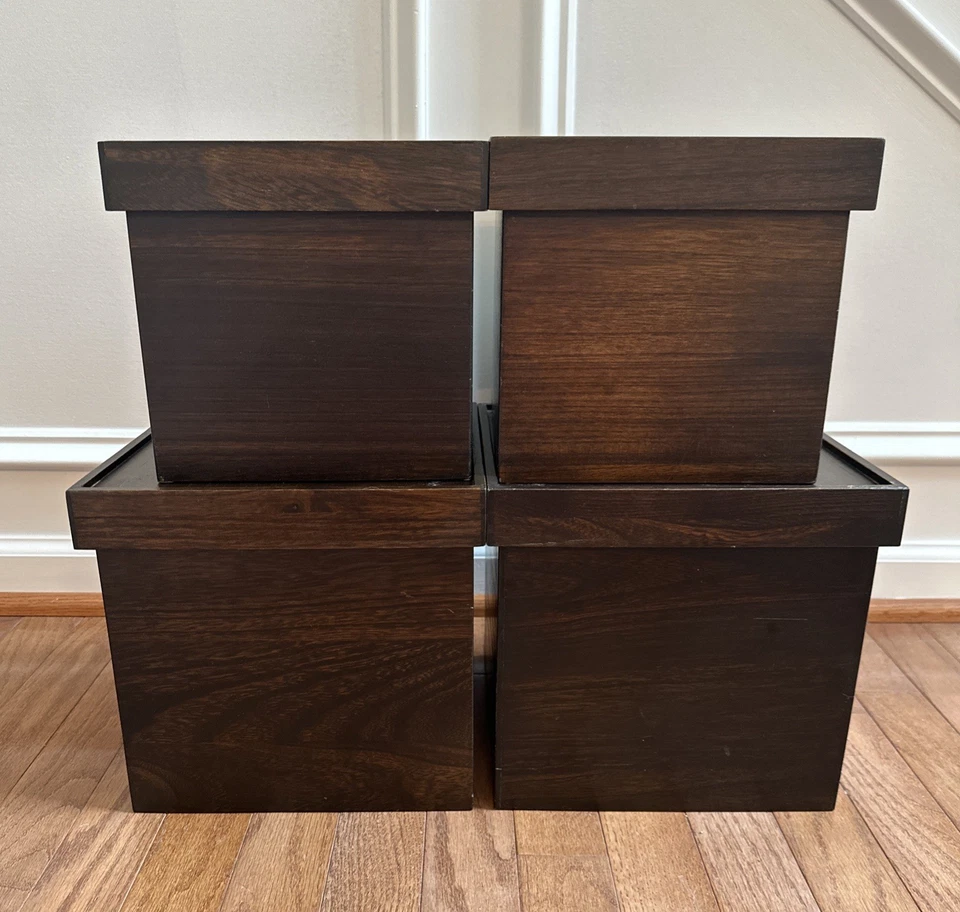 (4) Square Wood Nesting Boxes Brown - Image 1 of 4