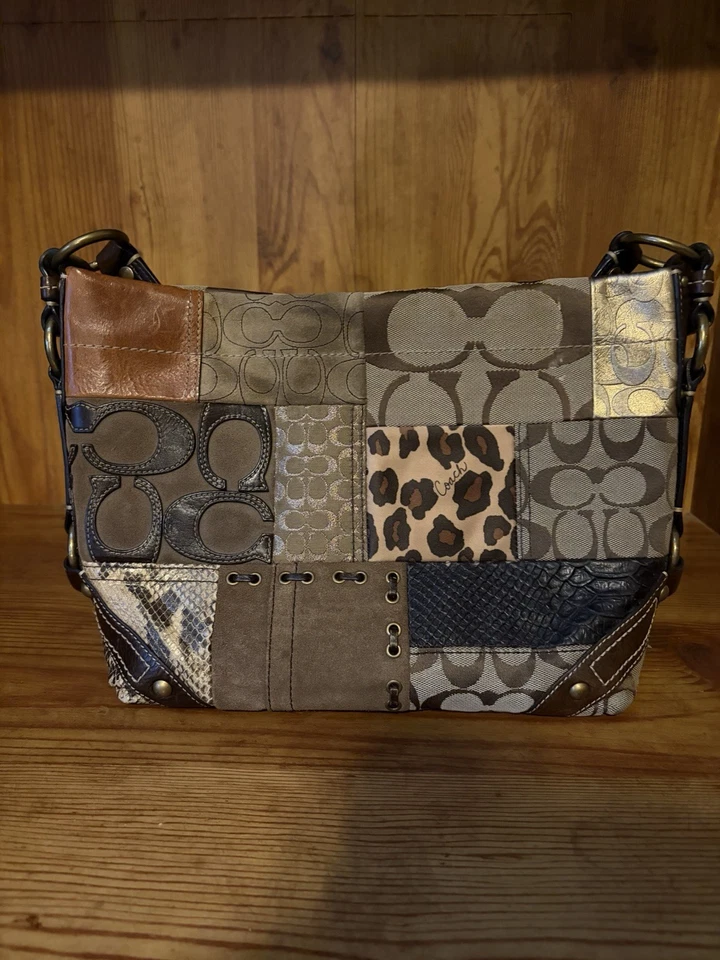 Bolso de Hombro Coach Carly Marrón Estampado Jacquard con Cartera a Juego Foto 1 de 4