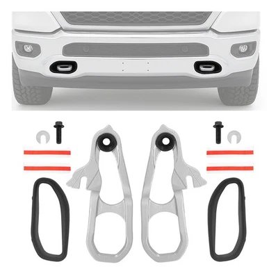 Heavy Duty Front Car Tow Hooks Chrome with Hardware For Ram 1500 DT 2019-2024 - Image 1 of 4