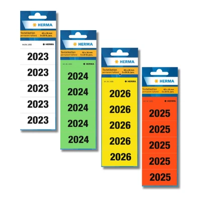 Ordnerrücken Etiketten 100 Stk. 2023-2026 selbstklebende Jahresetiketten Archiv - Bild 1 von 4