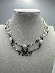 Vintage Sterlingsilber viktorianischer Südwesten-Stil Halsreif Halskette Hämatit - Bild 1 von 7