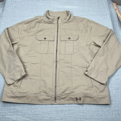 Chaqueta Under Armour Para Hombre Talla XXXL Lona Algodón Pesado Cremallera Completa Beige Bolsillos  Foto 1 de 4
