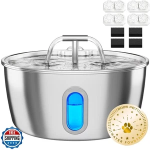 Fuente de agua para gatos de acero inoxidable - Fuente de agua para mascotas de 3,2 L/108 oz - Imagen 1 de 5