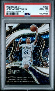 Jordan Hawkins 2023 Panini Select Courtside White Sparkle PSA 10 Rookie Pelicans - Bild 1 von 2
