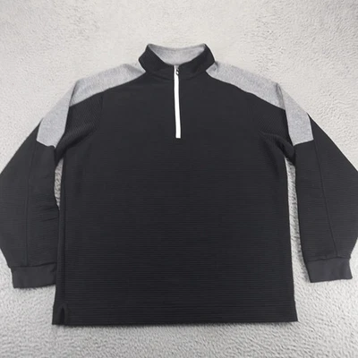 FJ Footjoy Jacket Mens XL Black 1/4 Zip Long Sleeve Ribbed Golf Outdoors - Image 1 of 4