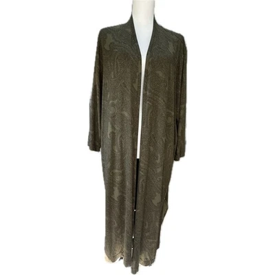 Cárdigan Liz Claiborne Paisley Largo Midi Frente Abierto Mujer XXL Verde Ejército Negro Foto 1 de 4