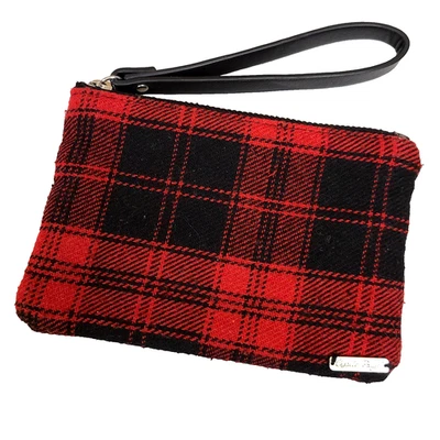Charlie Paige Wristlet Red Black Plaid Wrist Bag - Image 1 of 4