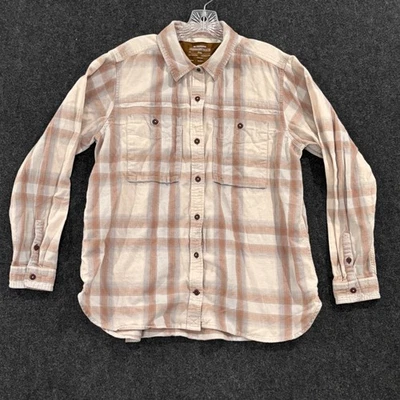 Camisa REI Cooperativa Para Mujer XL Beige Marrón Franela a Cuadros Abotonada Exterior Foto 1 de 4