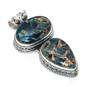 Copper Apatite Gemstones Handmade 925 Steling Silver Amazing Jewelry Pendant - Picture 1 of 6