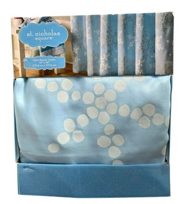 Nueva cortina de ducha de tela de copo de nieve de vacaciones azul blanco plata puntos nieve invierno Foto 1 de 4