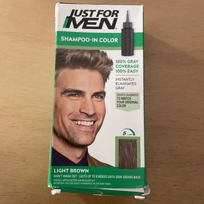 Just For Men Champú Color #H-25 Marrón Claro Kit de Color de Cabello de Aplicación Única Foto 1 de 4