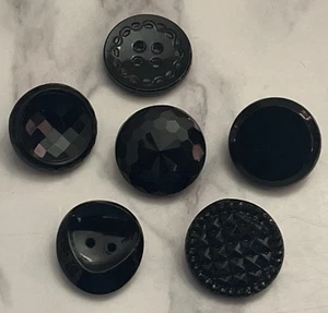 Vintage Czech Black Glass Buttons Button Lot 139-39 - Picture 1 of 12