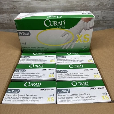 Guantes de examen de vinilo sintéticos Curad 3G *1 estuche 10 cajas 100 guantes* Talla: XSmall Foto 1 de 4