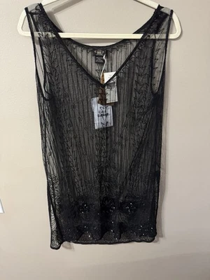 NEW RRL Ralph Lauren Double RL womens black overlay sheer sleeveless dress sz 3. - Image 1 of 4