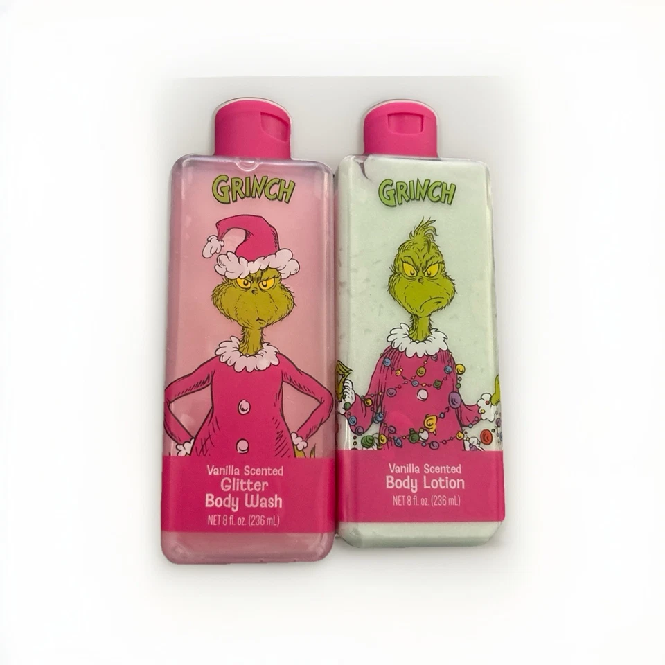2 Stück The Grinch Glitter Vanille Duschgel & Vanille Bodylotion 8 Unzen EA Neu - Bild 1 von 1