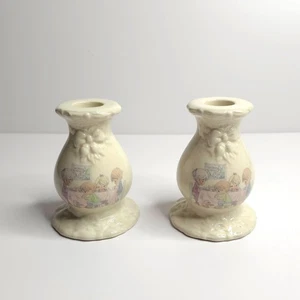 2er Set Vintage Precious Moments Ask the Lord's Blessing Kerzenständer LESEN - Bild 1 von 12