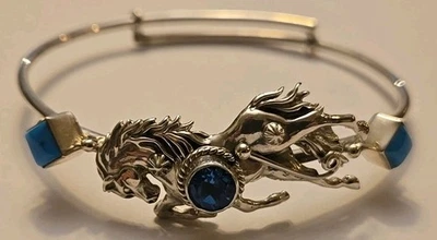 Chaco Canyon Turquoise/ Gemstone Horse Sterling Silver Adjustable Bracelet .  - Image 1 of 4
