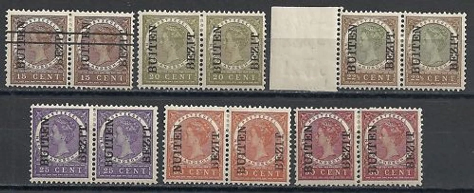 Netherland Indies 1908 NVPH 90+92-96 ovpt ERROR Pairs - Image 1 of 1
