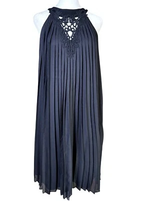 Anne Fontaine Dress Nelcy Size 38 Accordion Pleats Lined Black Cocktail Luxury - Image 1 of 4