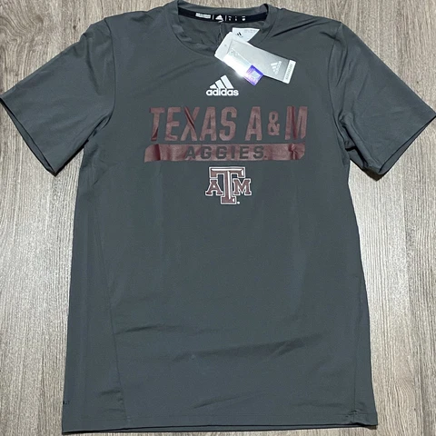 Adidas Mens Texas A&M Aggies T-Shirt Small Gray Training Tee Adult Sz S NWT $50 Cover