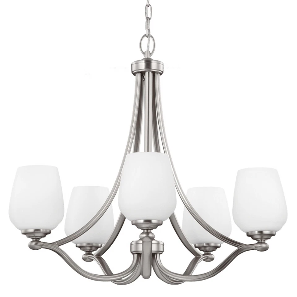 Feiss Vintner 5 - Lámpara de araña ligera en níquel satinado Foto 1 de 1