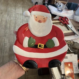 9.75" ceramic Santa Claus cookie plate - Picture 1 of 2