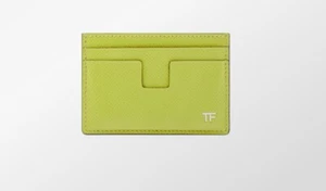 TOM FORD: SMALL GRAIN LEATHER CLASSIC CARDHOLDER COLOR: LIME 2024 Collection - Bild 1 von 3